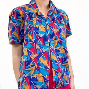 Vintage 80s 90s Colorful orange blue red